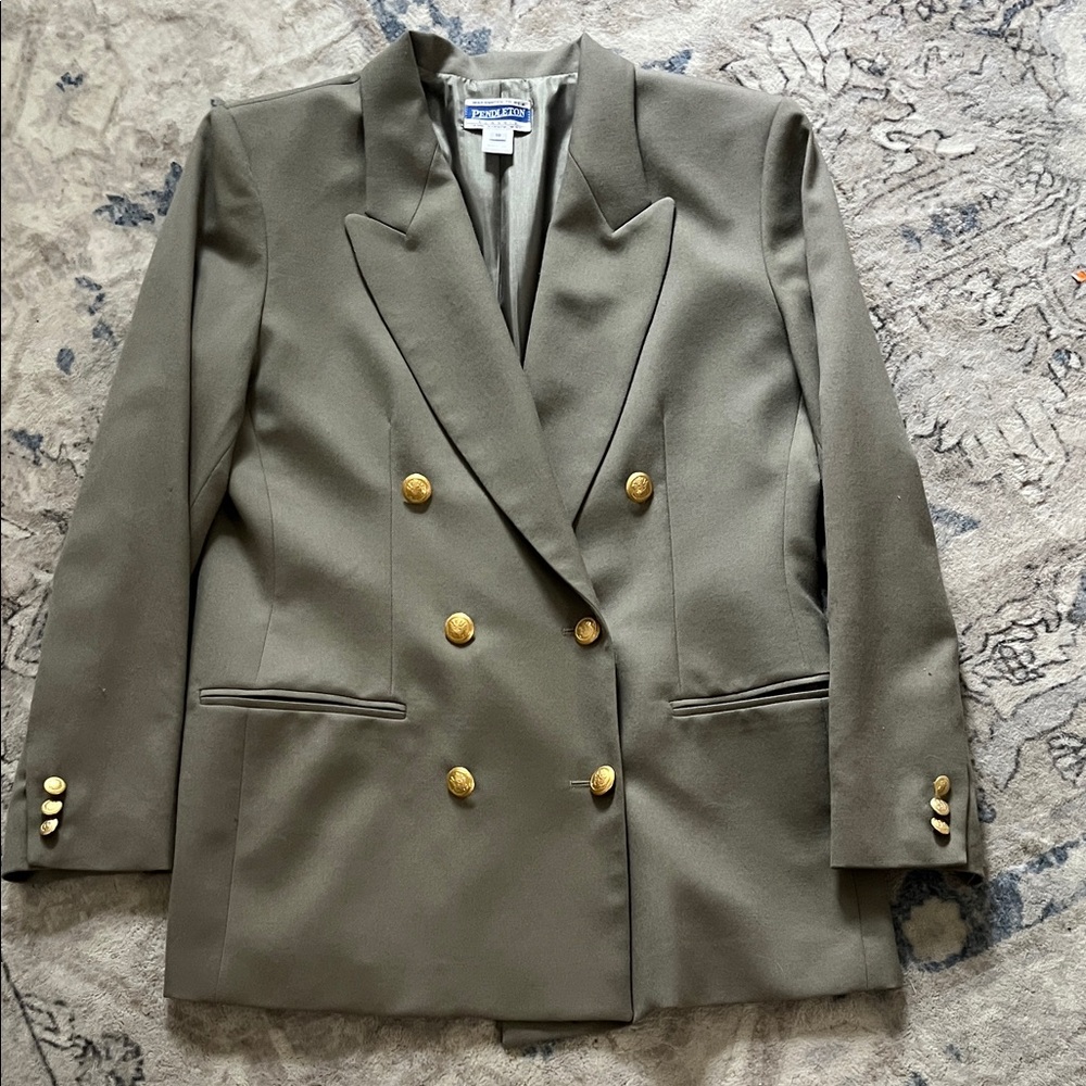 Vintage Pendleton Wool Blazer with Gold Buttons Double Breasted